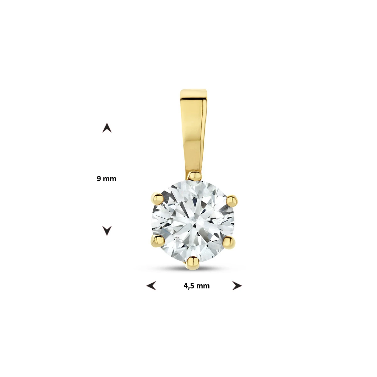 hanger met geboortesteen zirkonia 9 mm 14K geelgoud