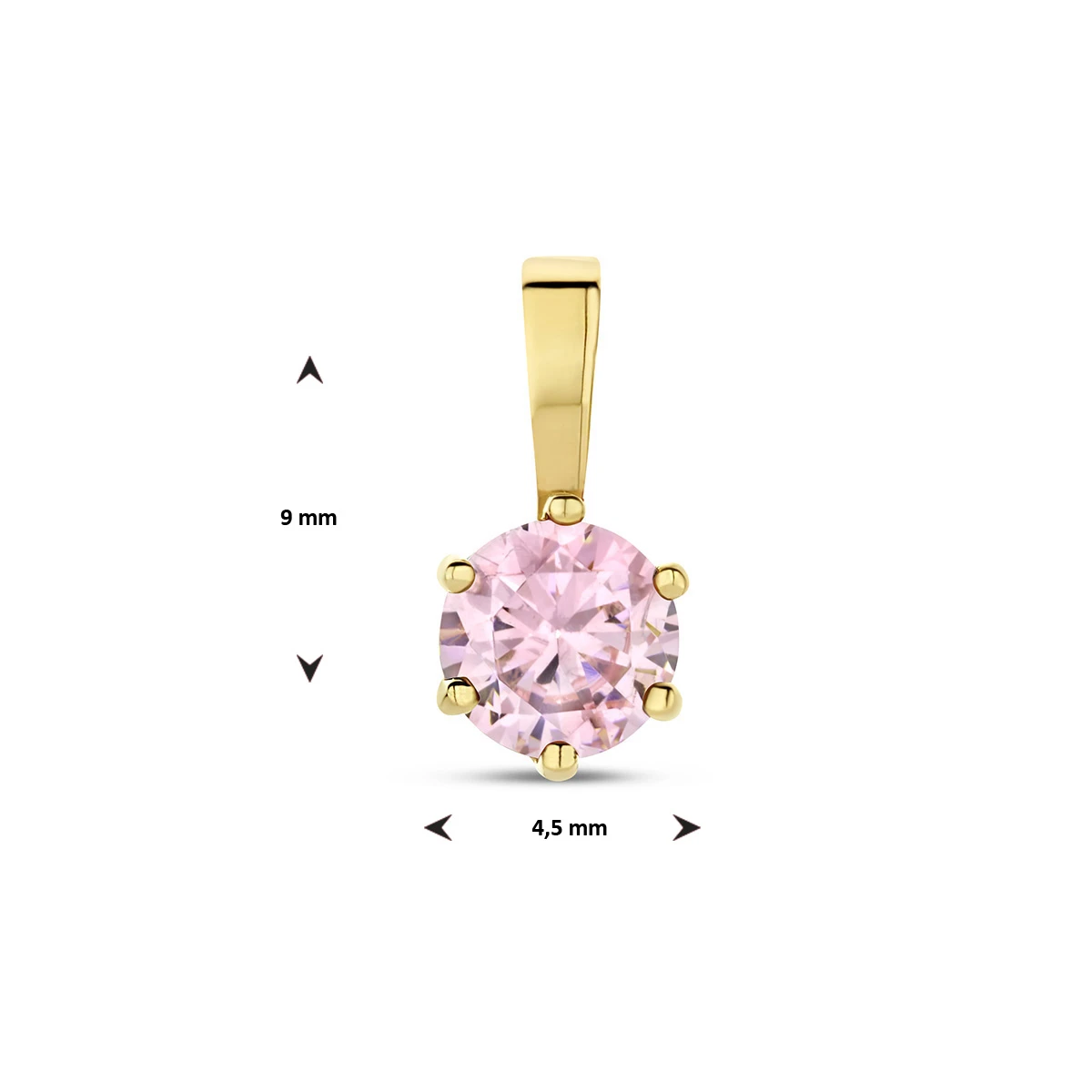 hanger met geboortesteen zirkonia 9 mm 14K geelgoud