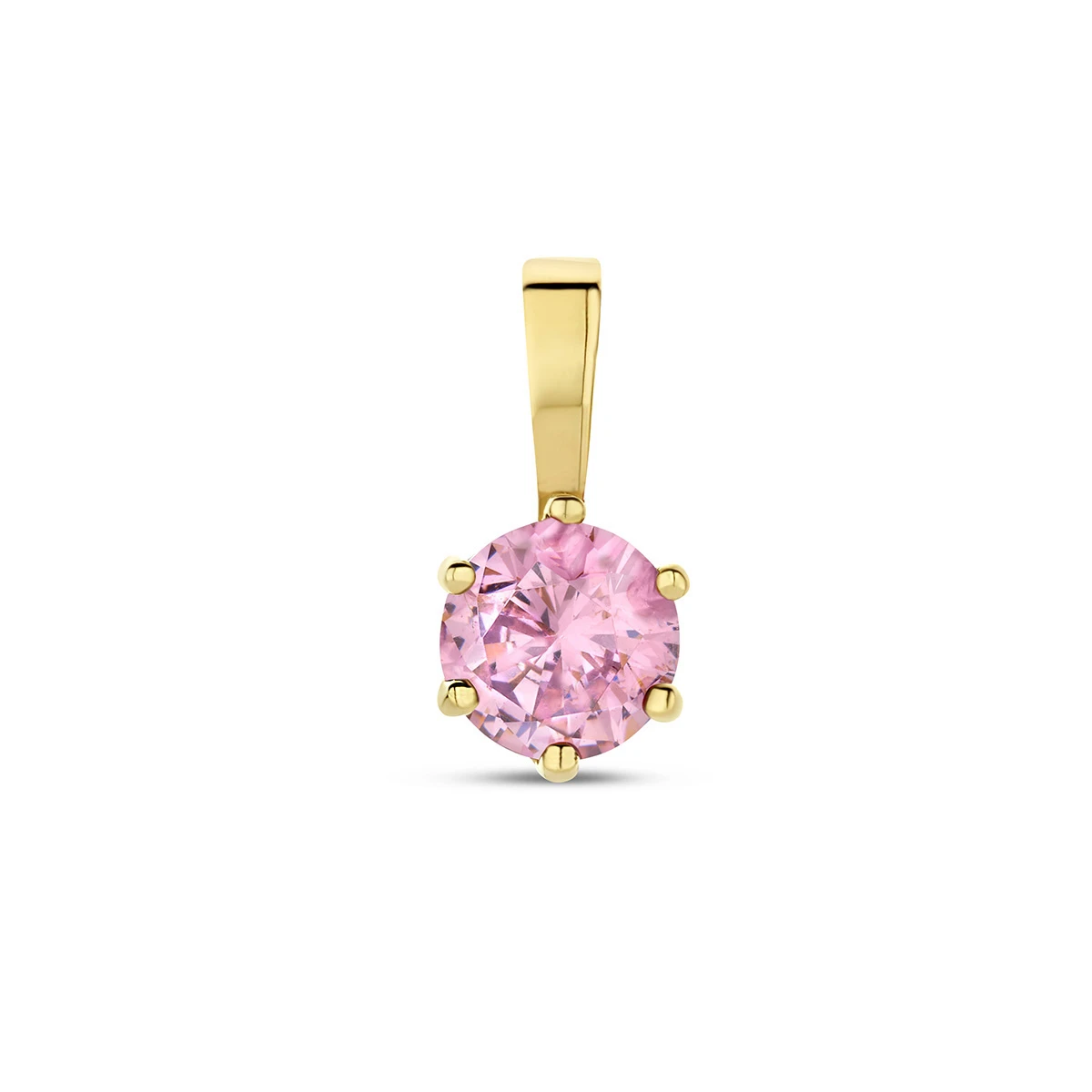 hanger met geboortesteen zirkonia 9 mm 14K geelgoud