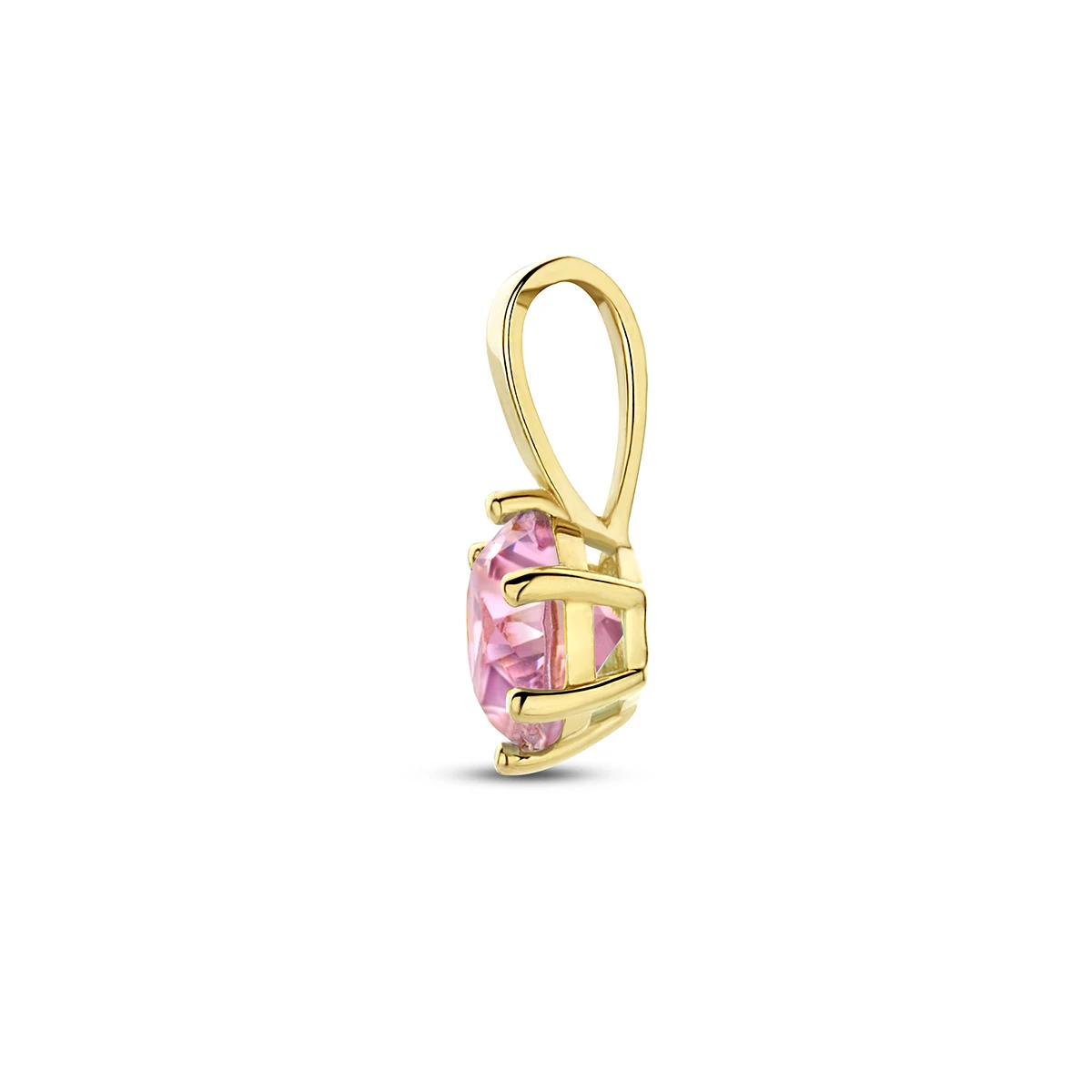hanger met geboortesteen zirkonia 9 mm 14K geelgoud