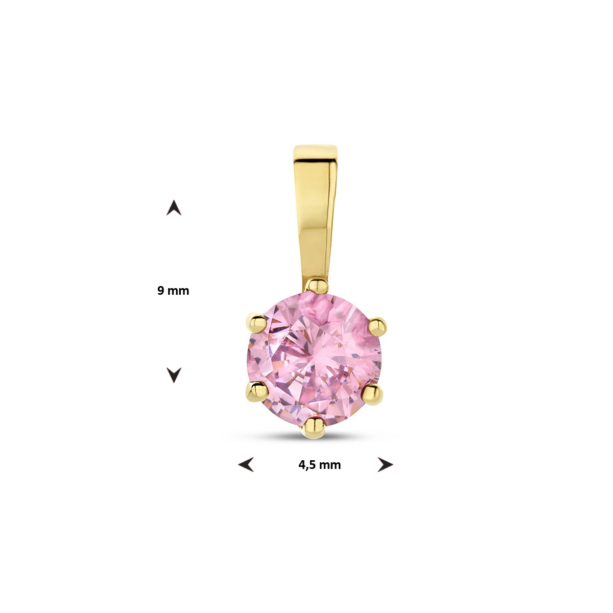 hanger met geboortesteen zirkonia 9 mm 14K geelgoud