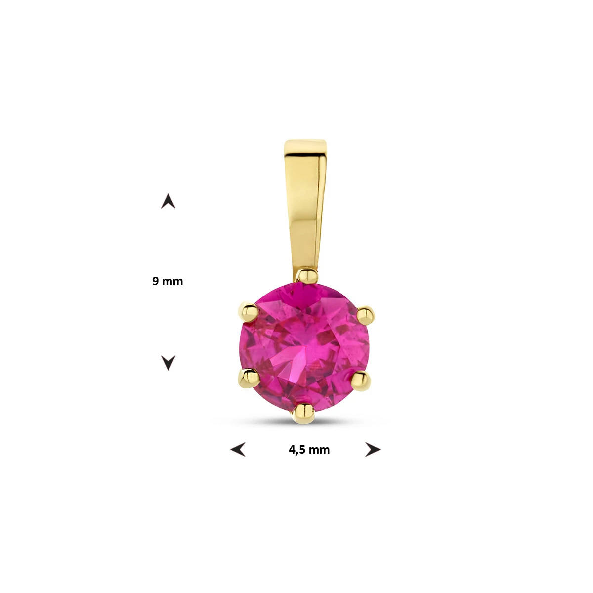 hanger met geboortesteen zirkonia 9 mm 14K geelgoud
