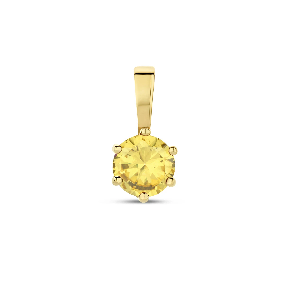 hanger met geboortesteen zirkonia 9 mm 14K geelgoud