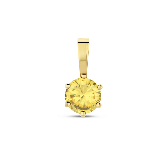 hanger met geboortesteen zirkonia 9 mm 14K geelgoud