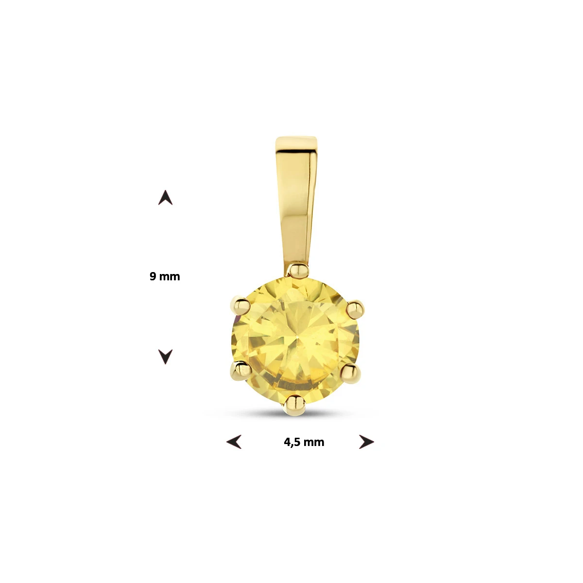 hanger met geboortesteen zirkonia 9 mm 14K geelgoud