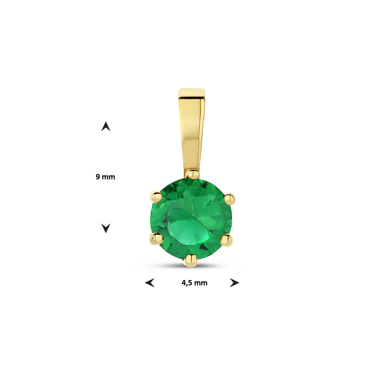 hanger met geboortesteen zirkonia 9 mm 14K geelgoud