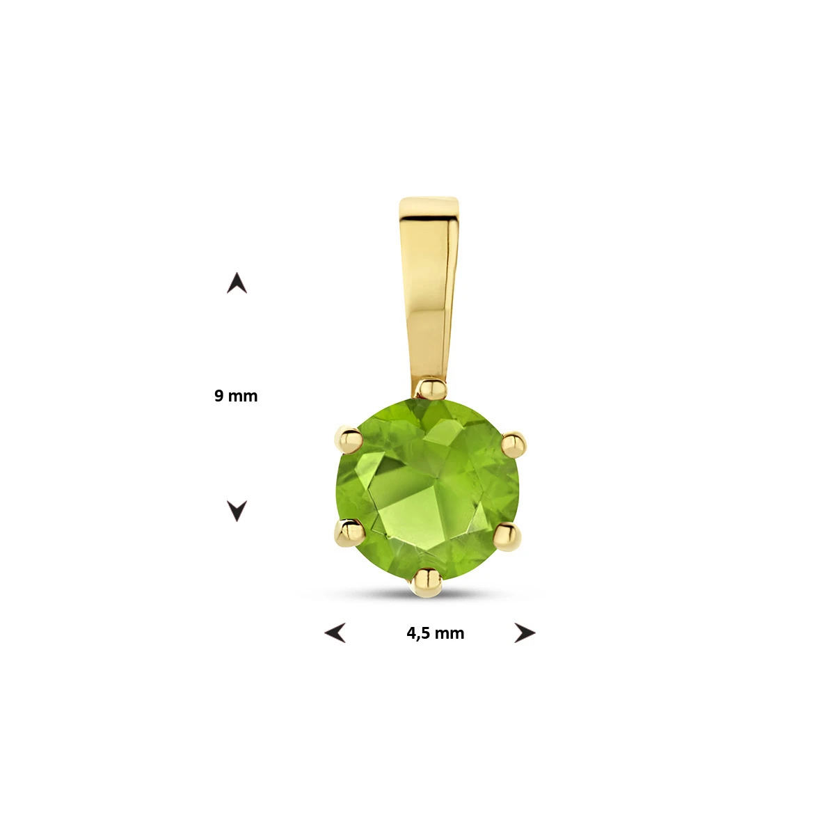hanger met geboortesteen zirkonia 9 mm 14K geelgoud