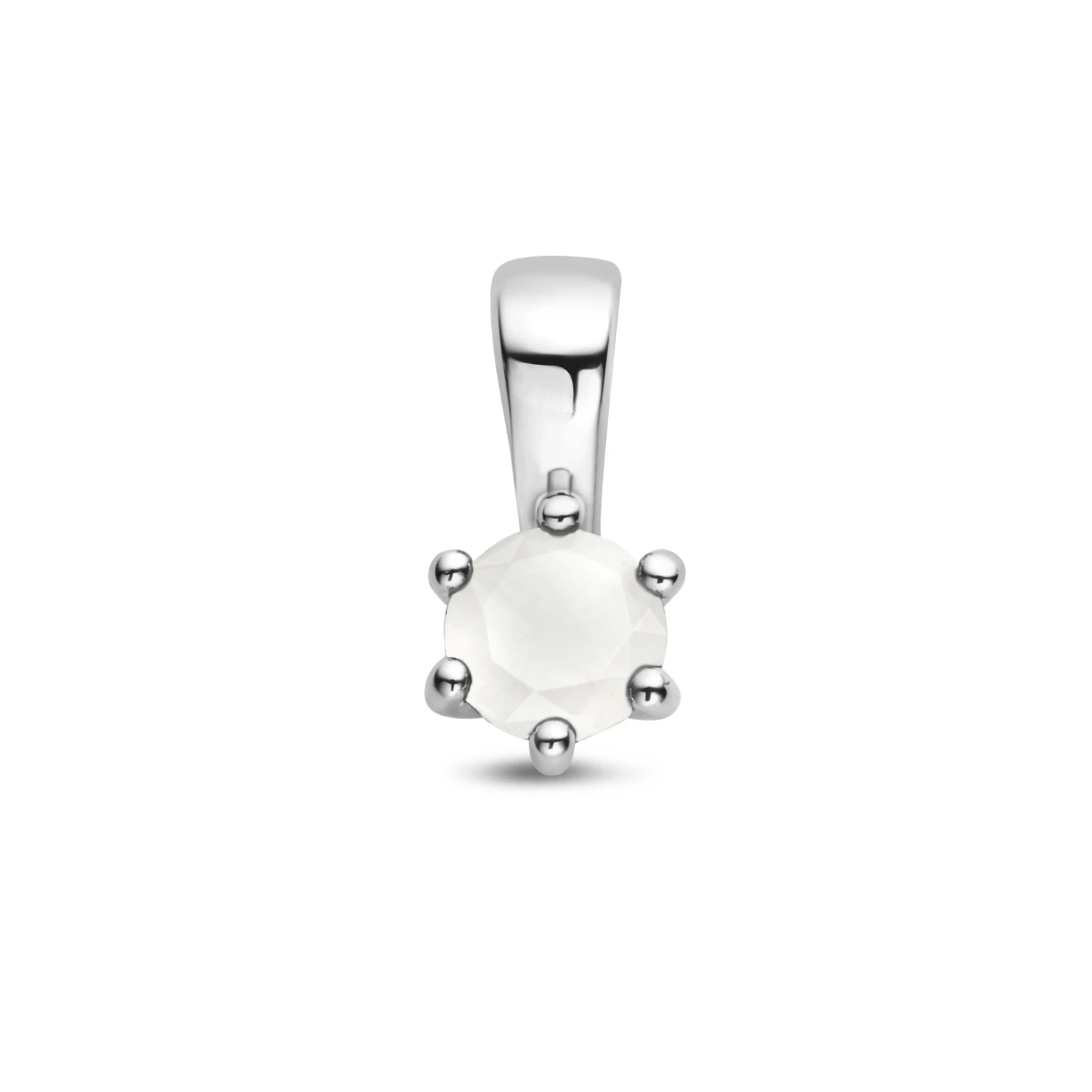 hanger met synth. geboortesteen 10 mm zilver gerhodineerd