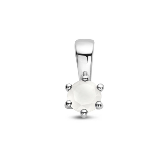 hanger met synth. geboortesteen 10 mm zilver gerhodineerd