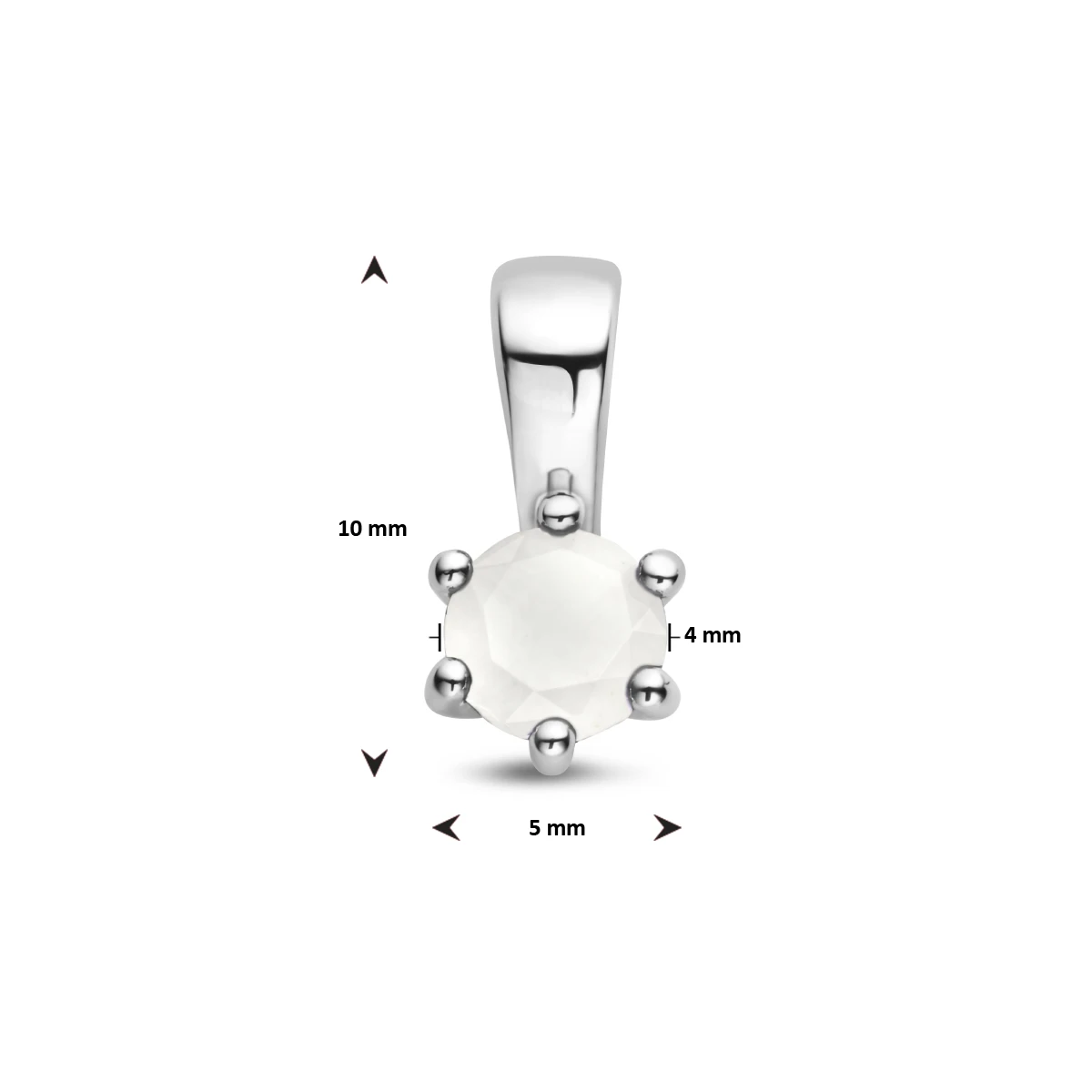 hanger met synth. geboortesteen 10 mm zilver gerhodineerd
