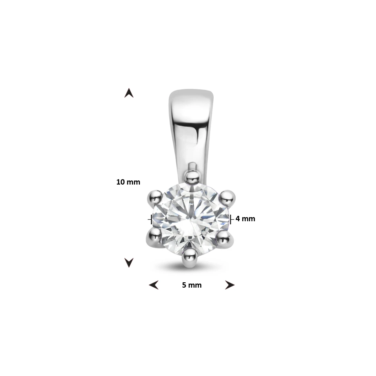 hanger met synth. geboortesteen 10 mm zilver gerhodineerd
