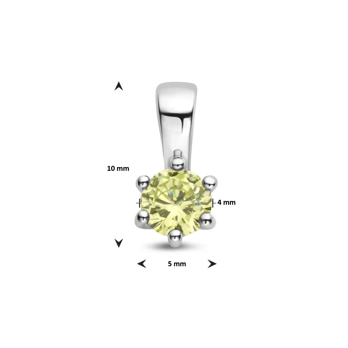 hanger met synth. geboortesteen 10 mm zilver gerhodineerd