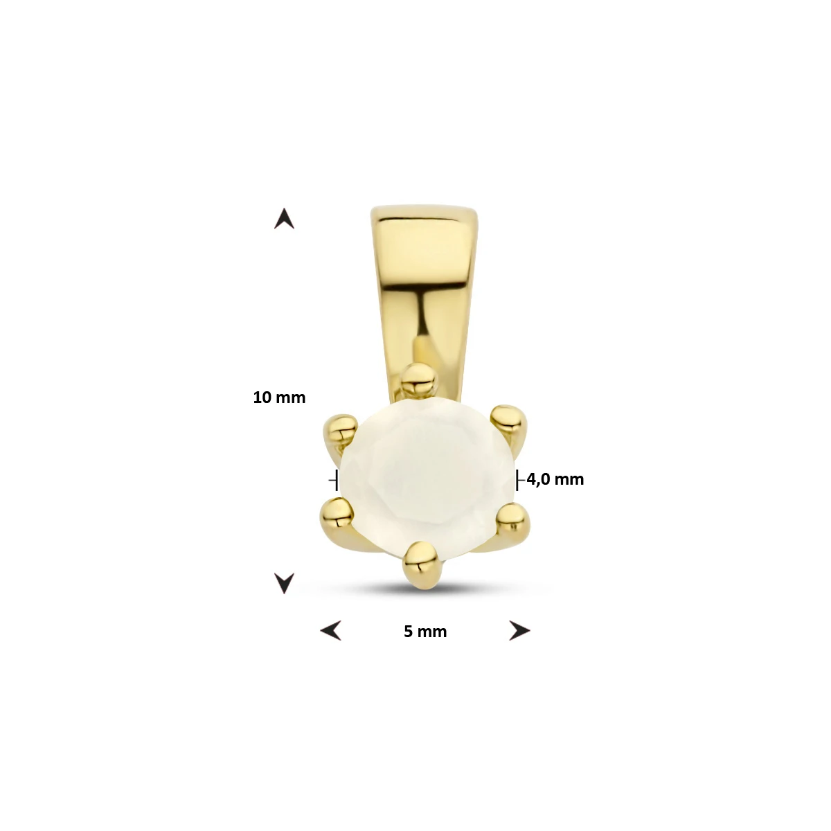 hanger met synth. geboortesteen 10 mm zilver verguld (geel)