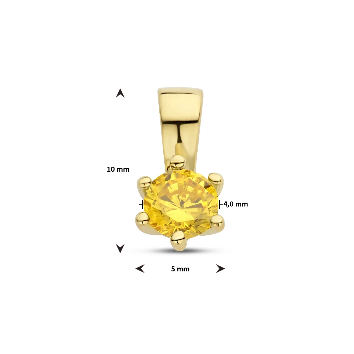 hanger met synth. geboortesteen 10 mm zilver verguld (geel)