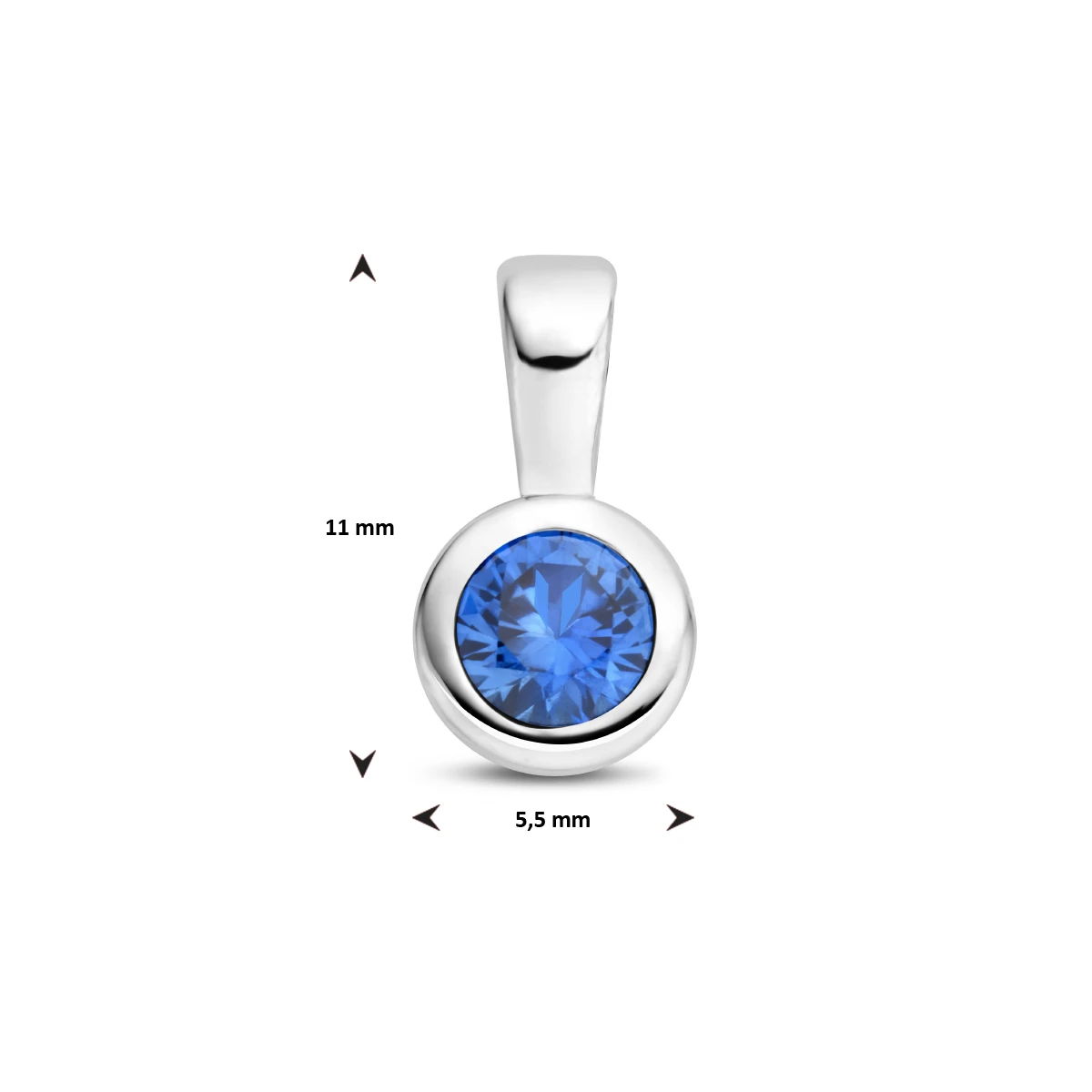 hanger met synth. geboortesteen 11 mm zilver gerhodineerd