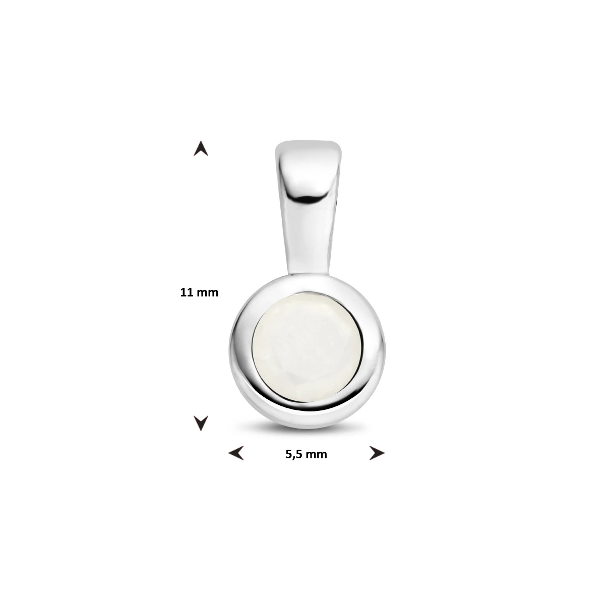 hanger met synth. geboortesteen 11 mm zilver gerhodineerd