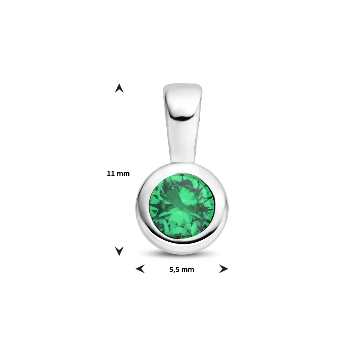 hanger met synth. geboortesteen 11 mm zilver gerhodineerd