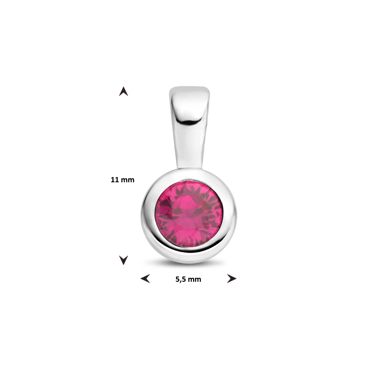 hanger met synth. geboortesteen 11 mm zilver gerhodineerd