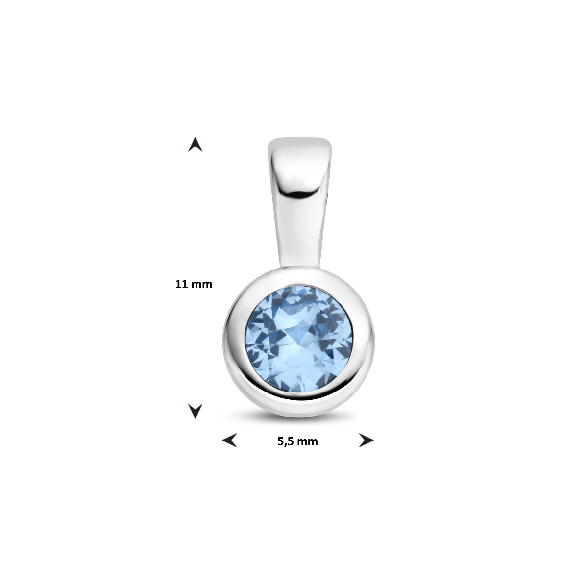 hanger met synth. geboortesteen 11 mm zilver gerhodineerd