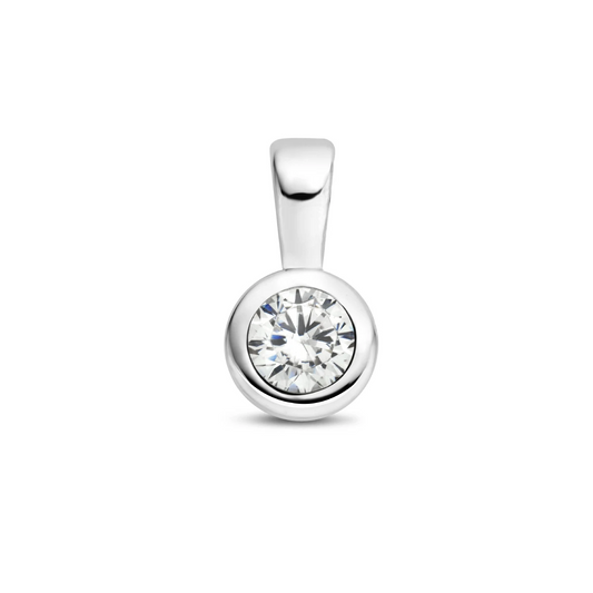 hanger met synth. geboortesteen 11 mm zilver gerhodineerd