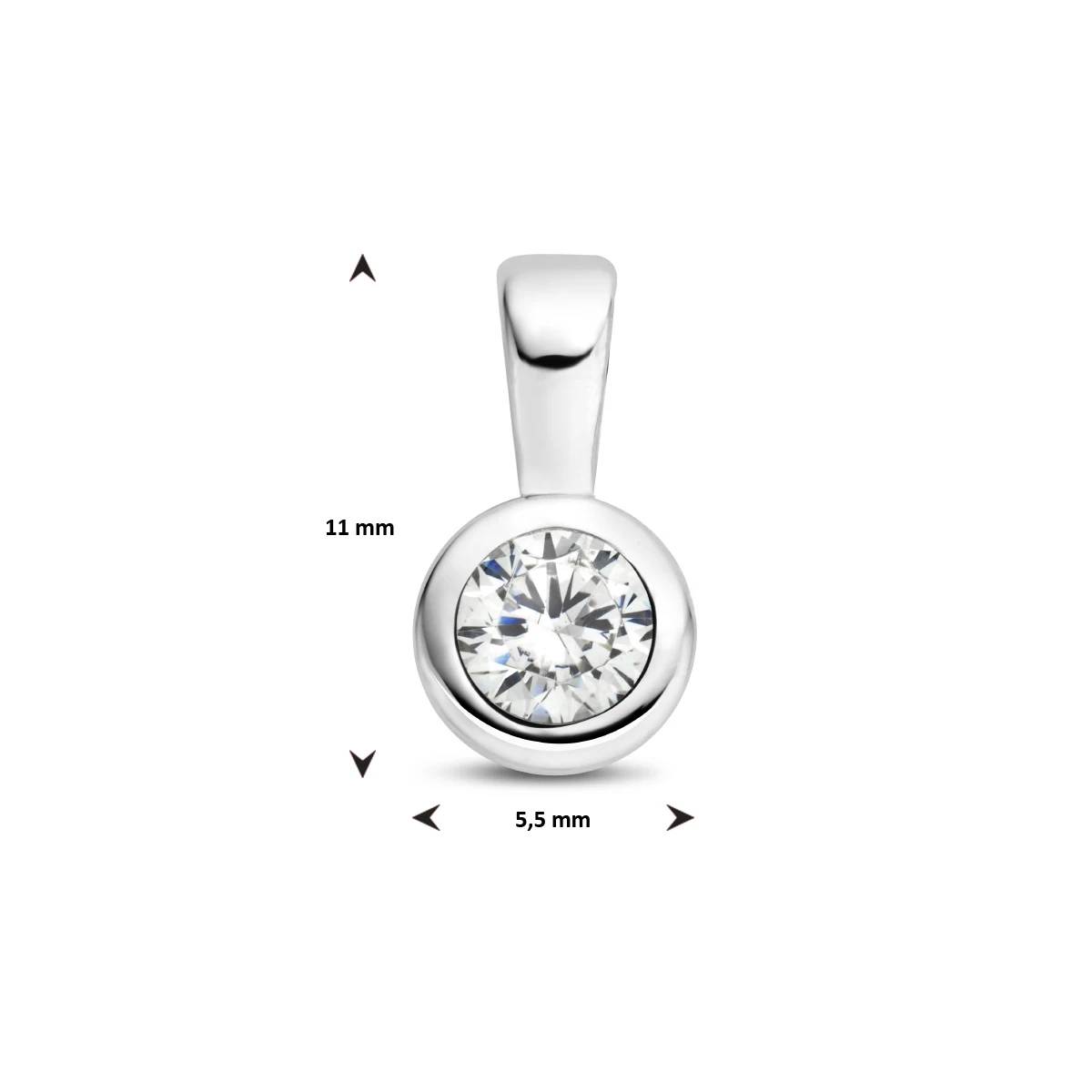 hanger met synth. geboortesteen 11 mm zilver gerhodineerd