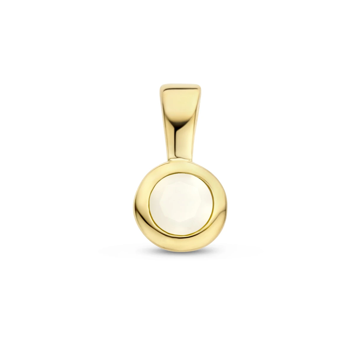 hanger met synth. geboortesteen 11 mm zilver verguld (geel)
