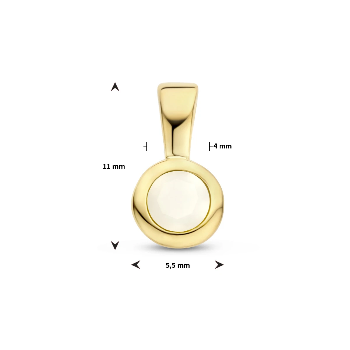 hanger met synth. geboortesteen 11 mm zilver verguld (geel)