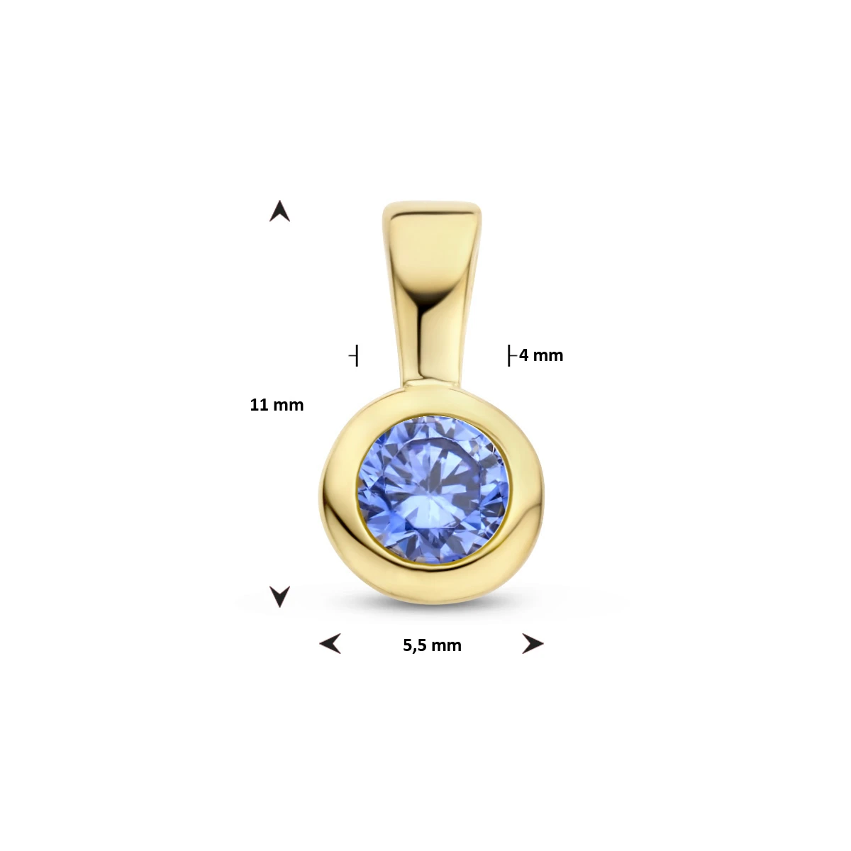 hanger met synth. geboortesteen 11 mm zilver verguld (geel)