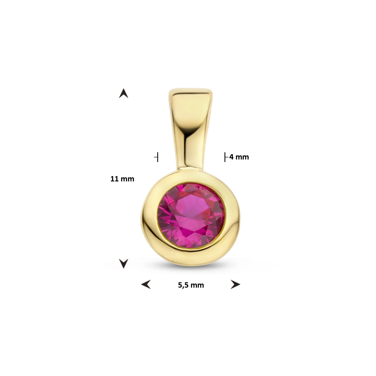 hanger met synth. geboortesteen 11 mm zilver verguld (geel)