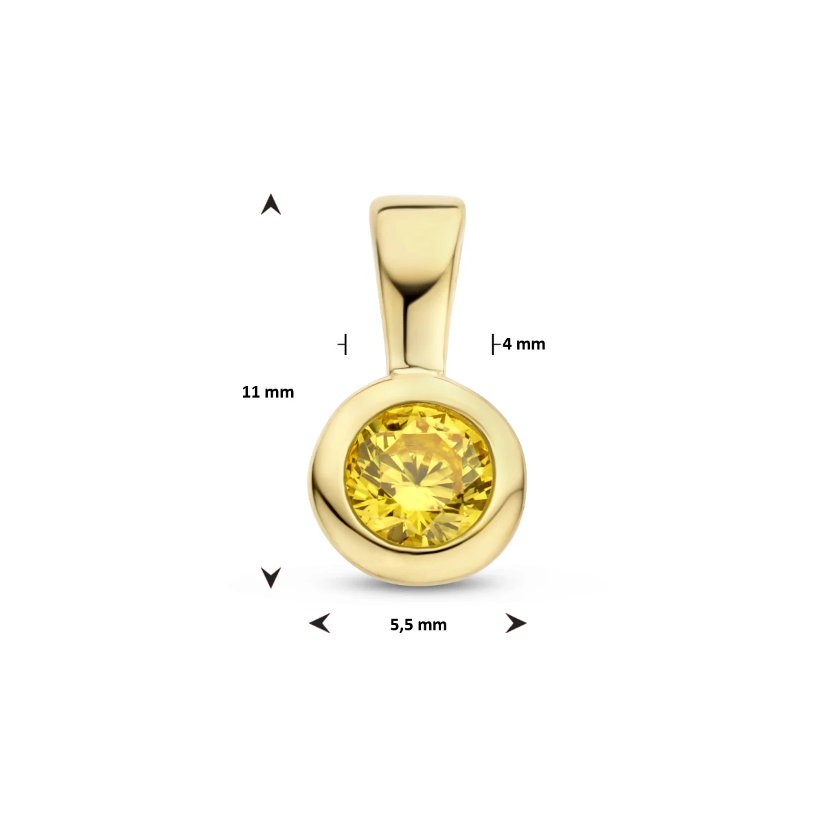 hanger met synth. geboortesteen 11 mm zilver verguld (geel)
