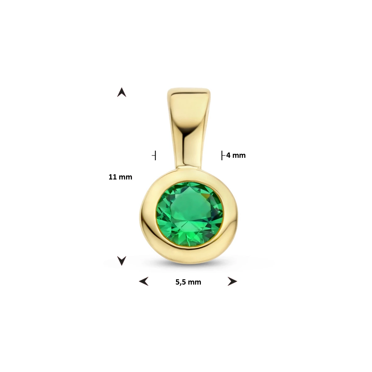 hanger met synth. geboortesteen 11 mm zilver verguld (geel)