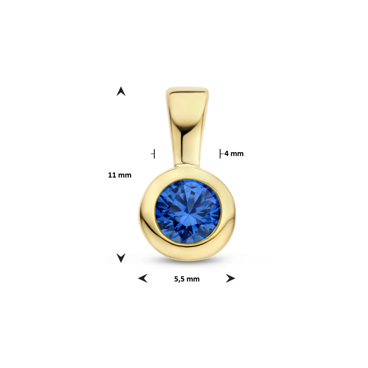 hanger met synth. geboortesteen 11 mm zilver verguld (geel)
