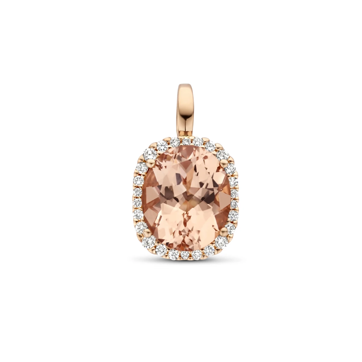 hanger morganiet en diamant 0.25ct h si halo 14K roségoud