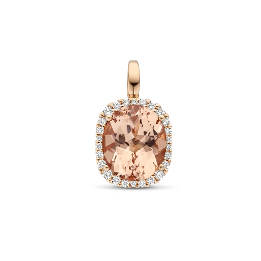 hanger morganiet en diamant 0.25ct h si halo 14K roségoud