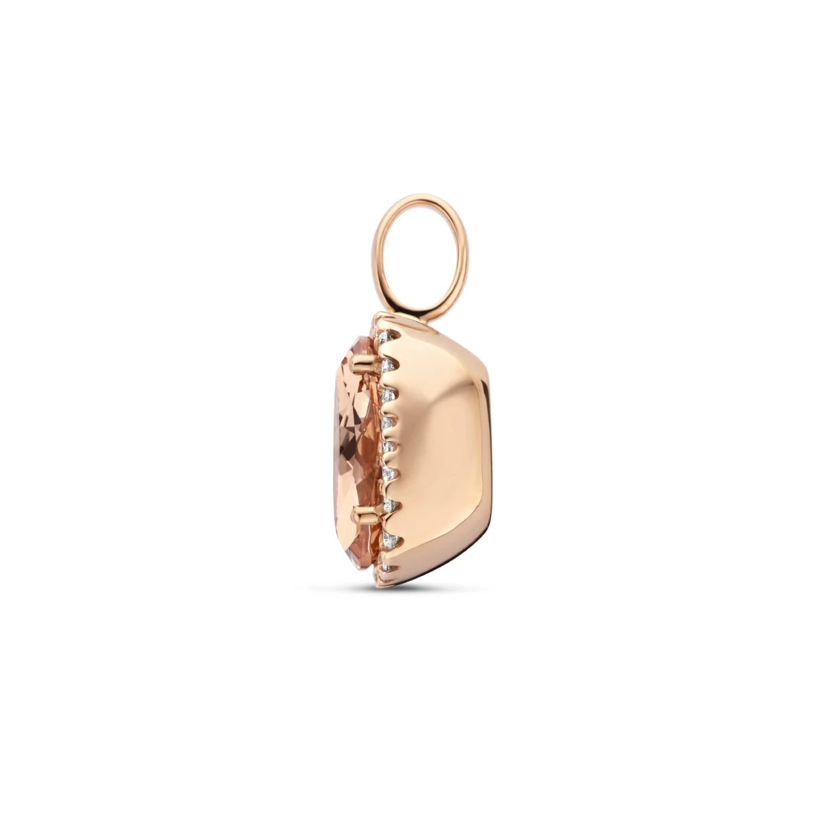 hanger morganiet en diamant 0.25ct h si halo 14K roségoud