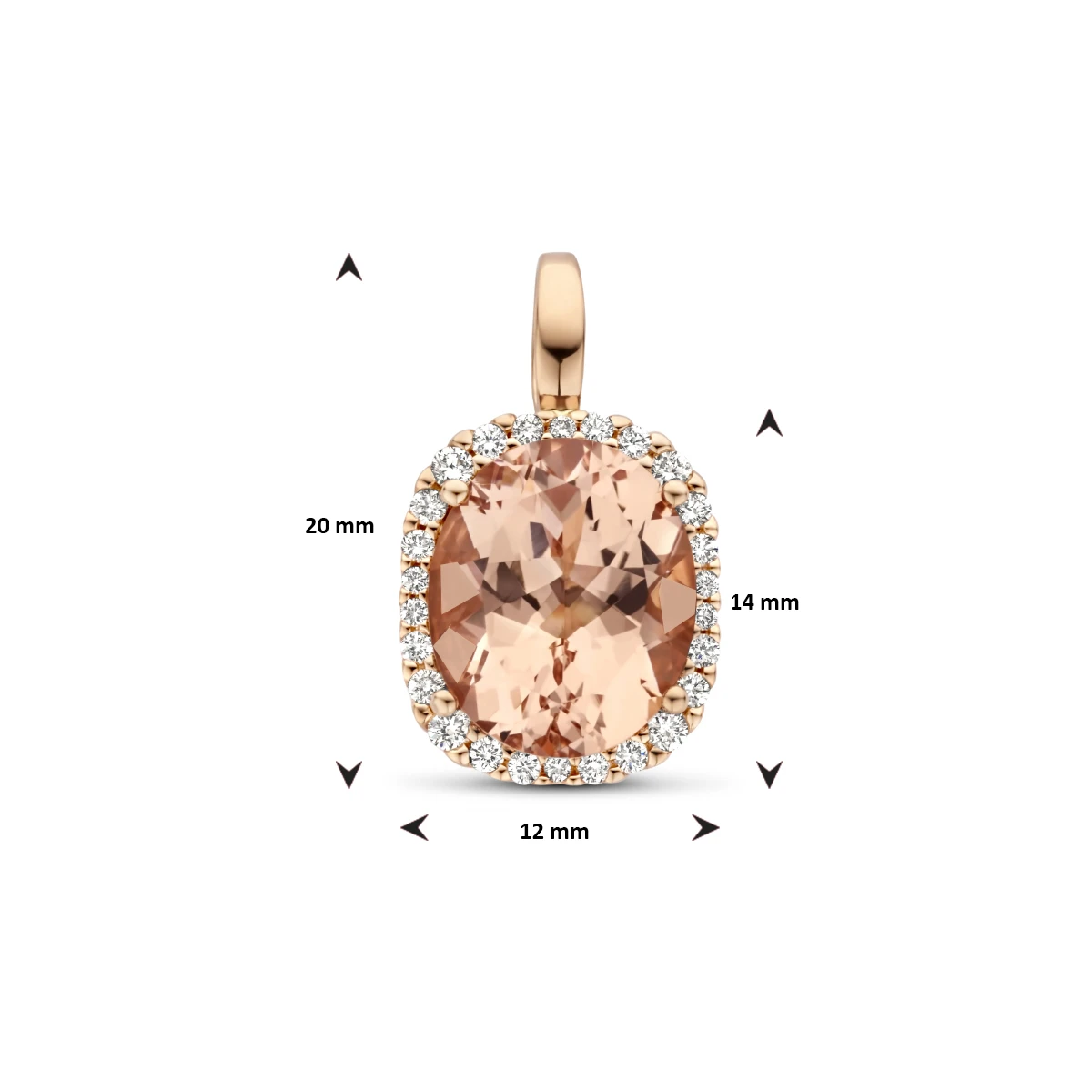 hanger morganiet en diamant 0.25ct h si halo 14K roségoud