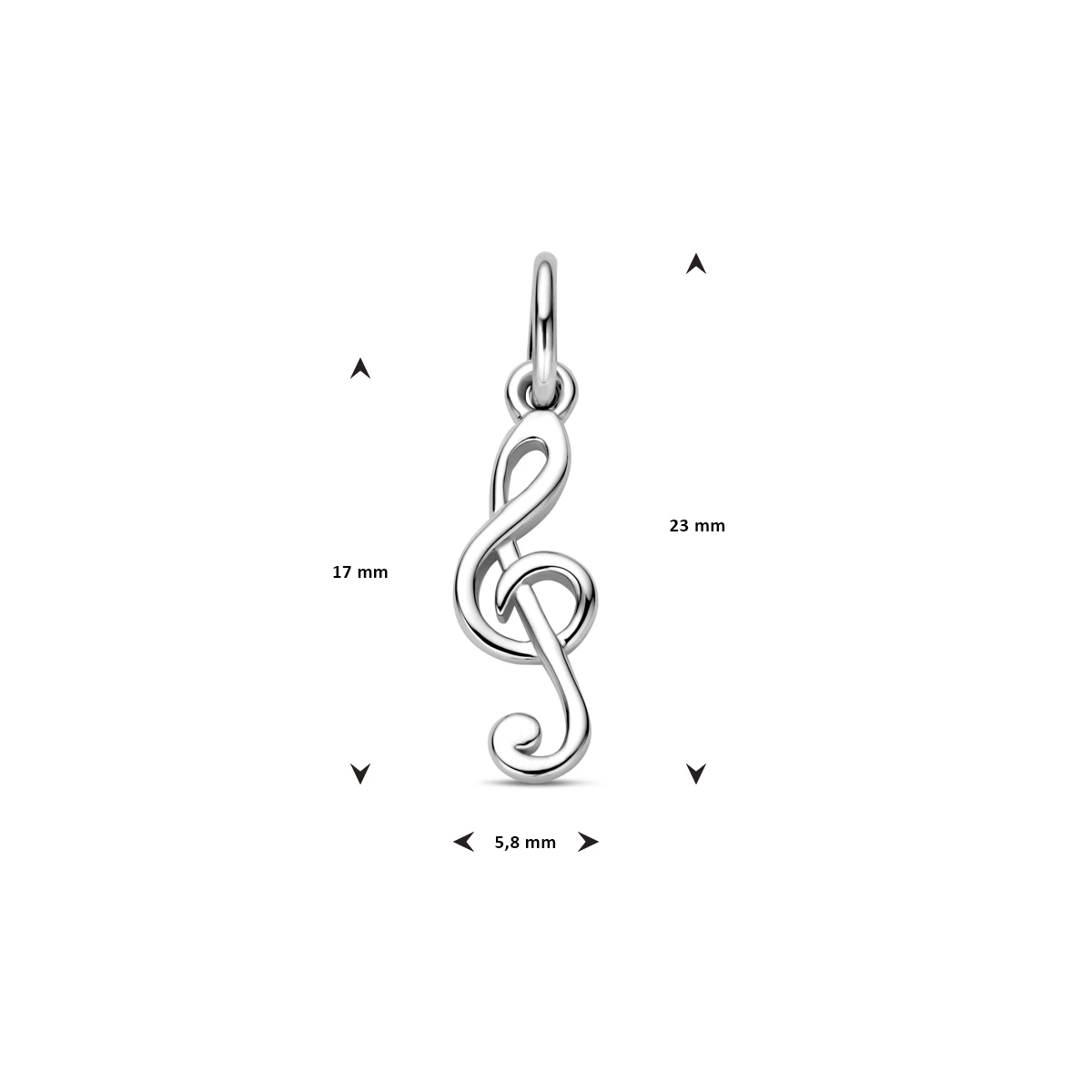 hanger muzieknoot zilver gerhodineerd
