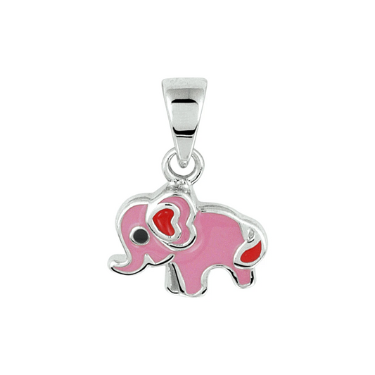 hanger olifant emaille zilver gerhodineerd
