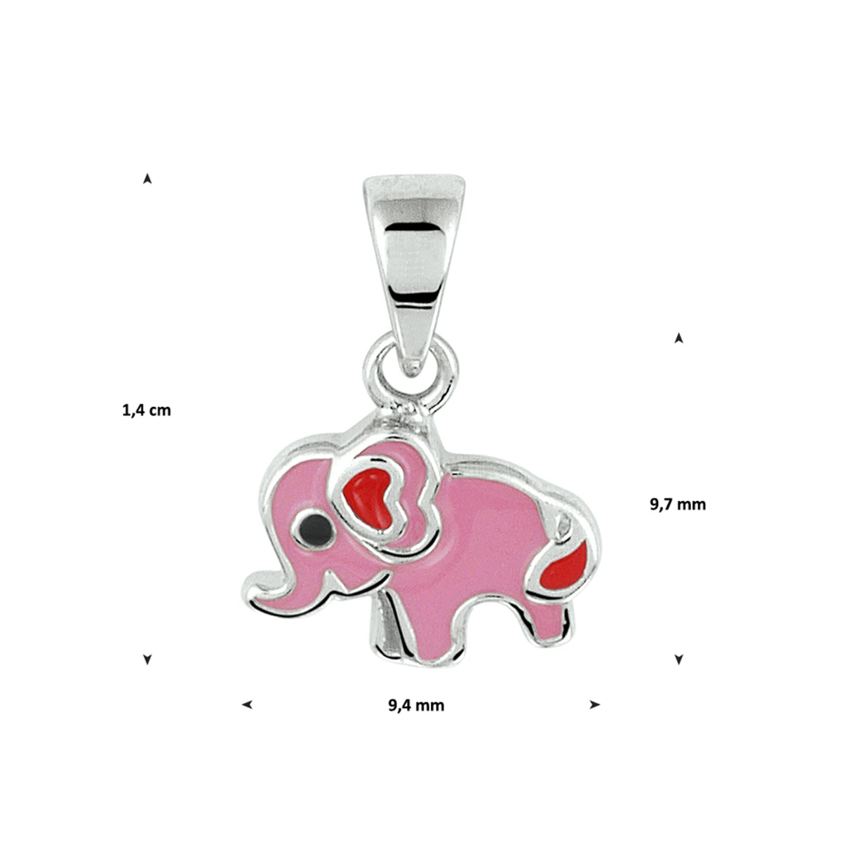 hanger olifant emaille zilver gerhodineerd