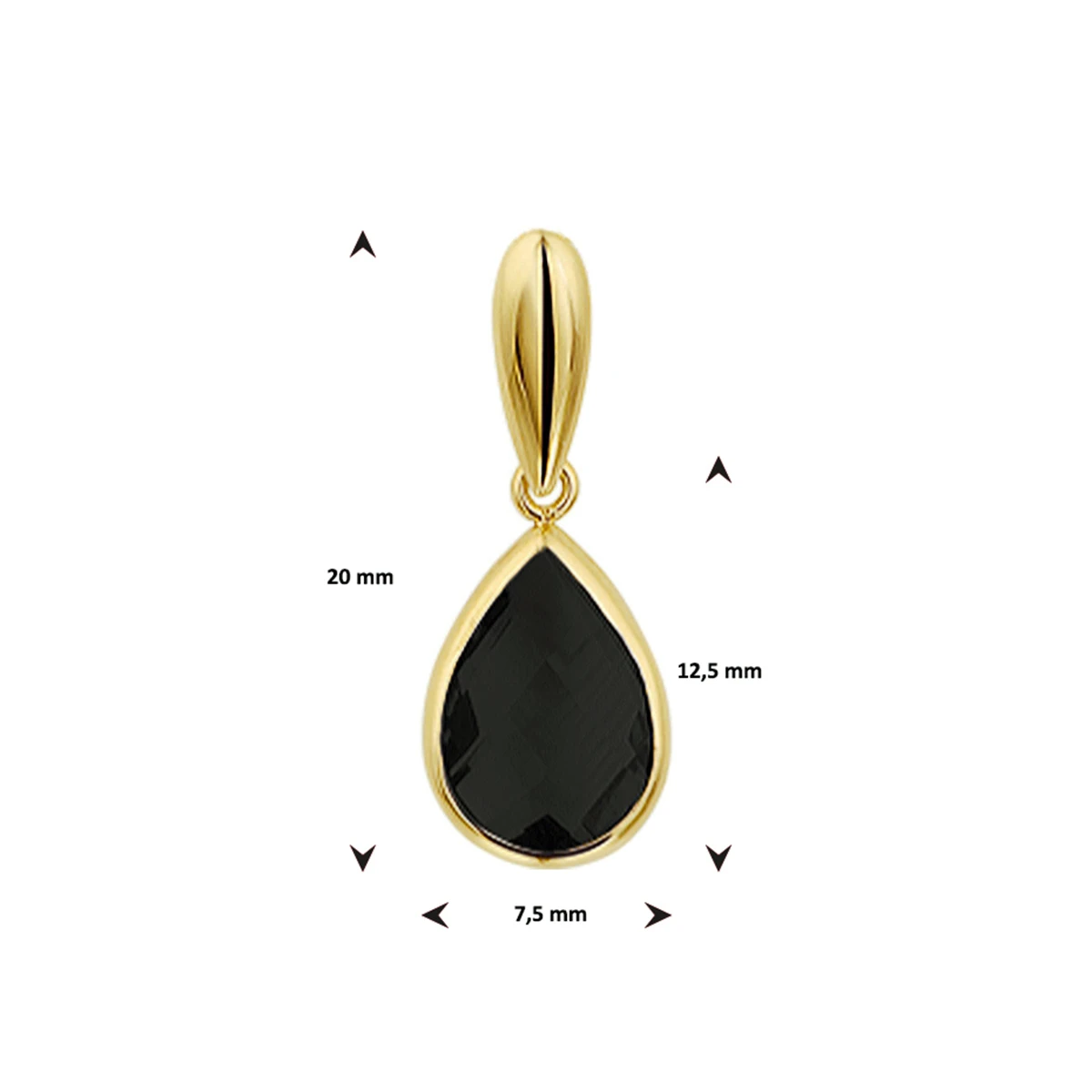 hanger onyx 12,5 mm 14K geelgoud