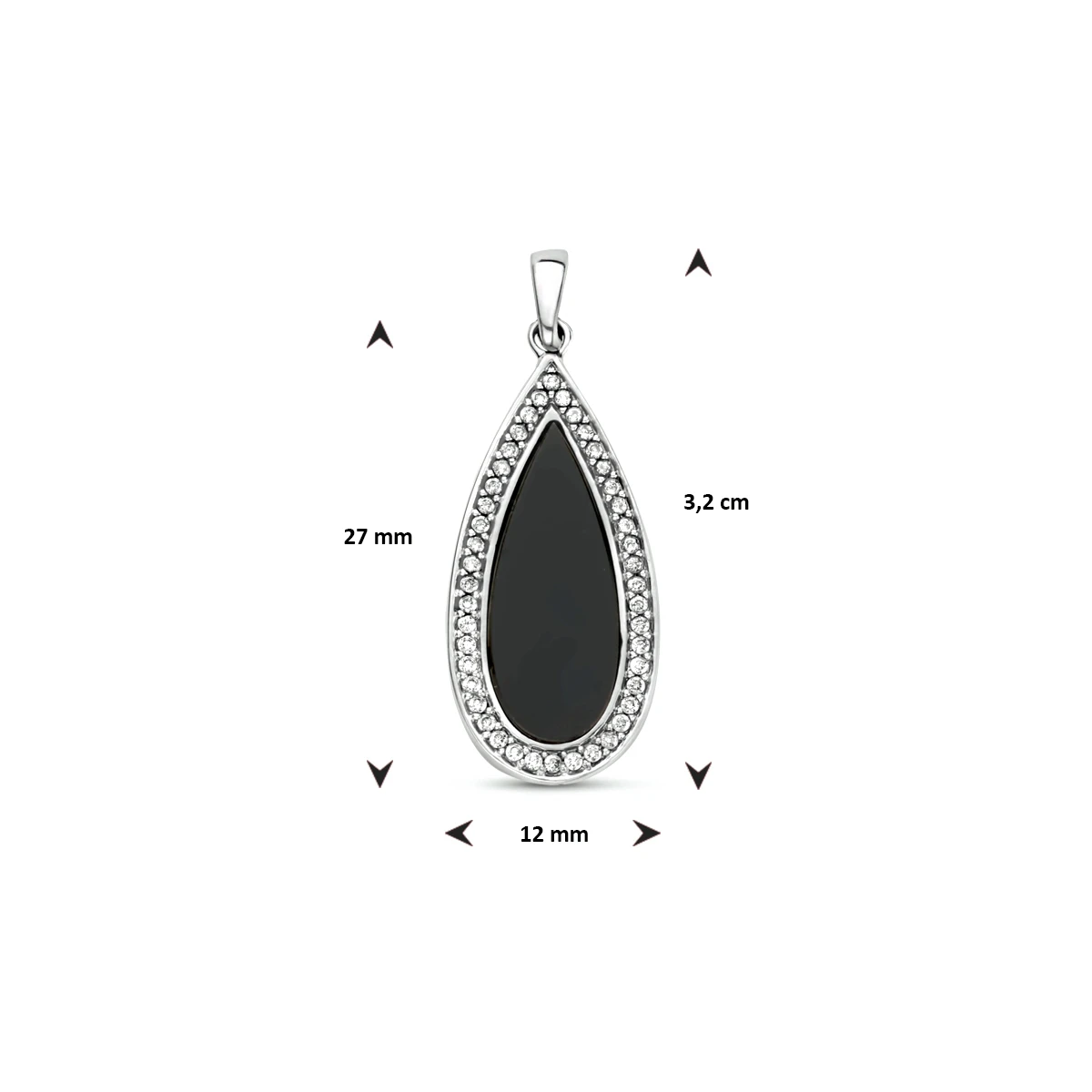 hanger onyx en zirkonia zilver gerhodineerd