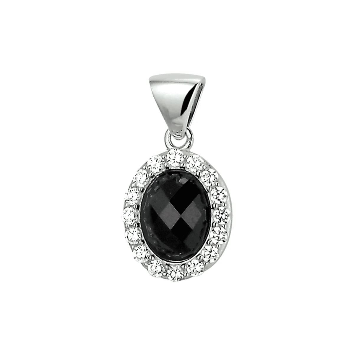 hanger onyx en zirkonia zilver gerhodineerd