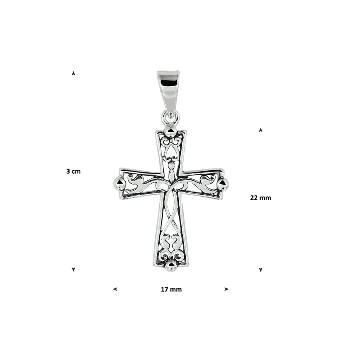 hanger oxi kruis zilver geoxideerd