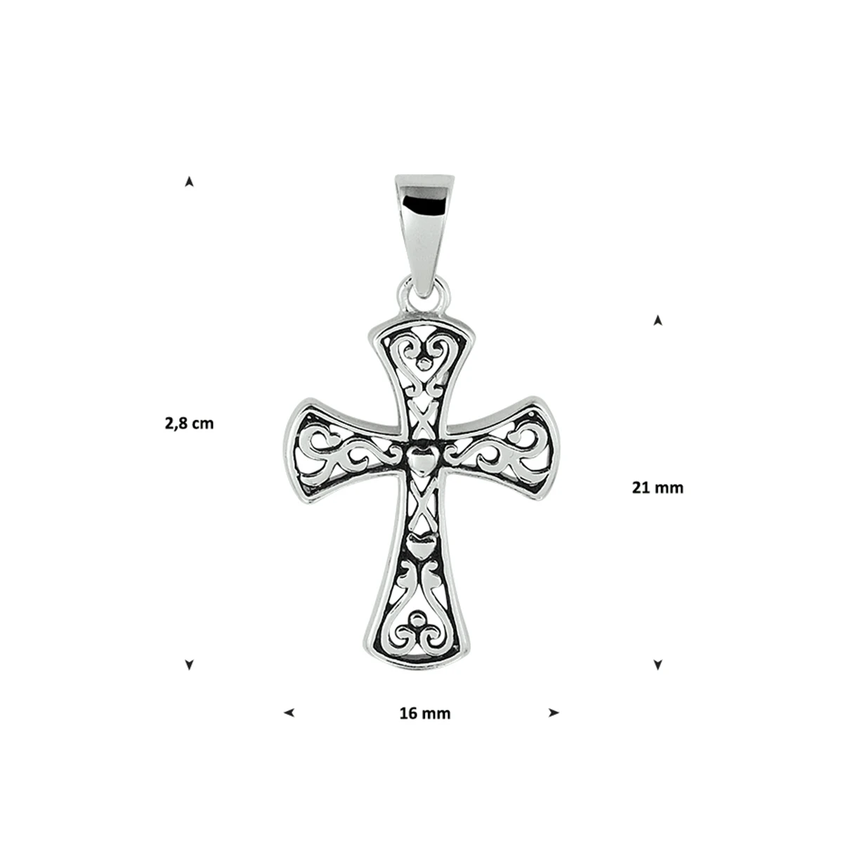 hanger oxi kruis zilver geoxideerd