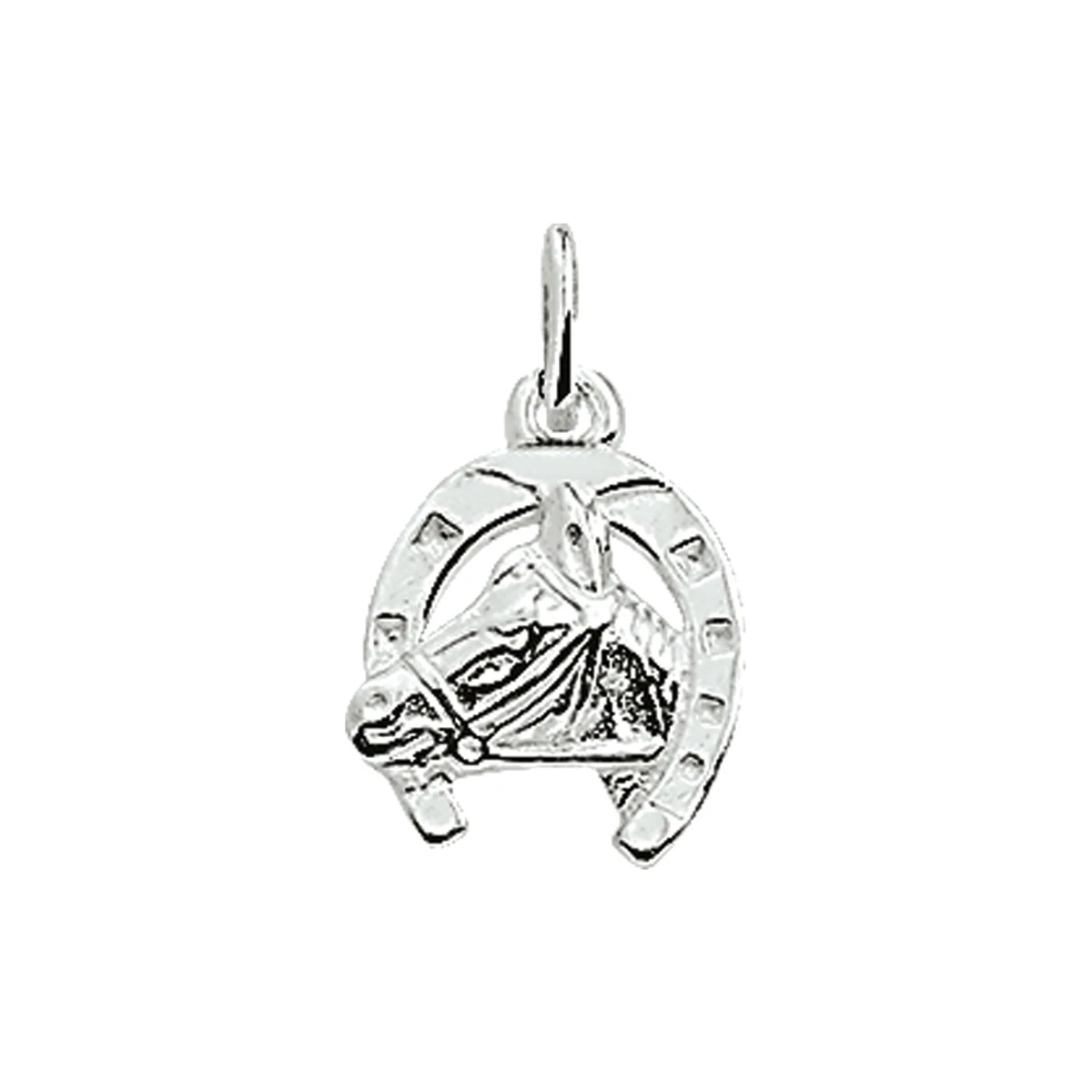 hanger paardenhoofd en hoefijzer zilver wit