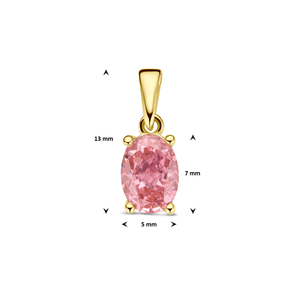 hanger padparadscha zirkonia 13 mm 14K geelgoud