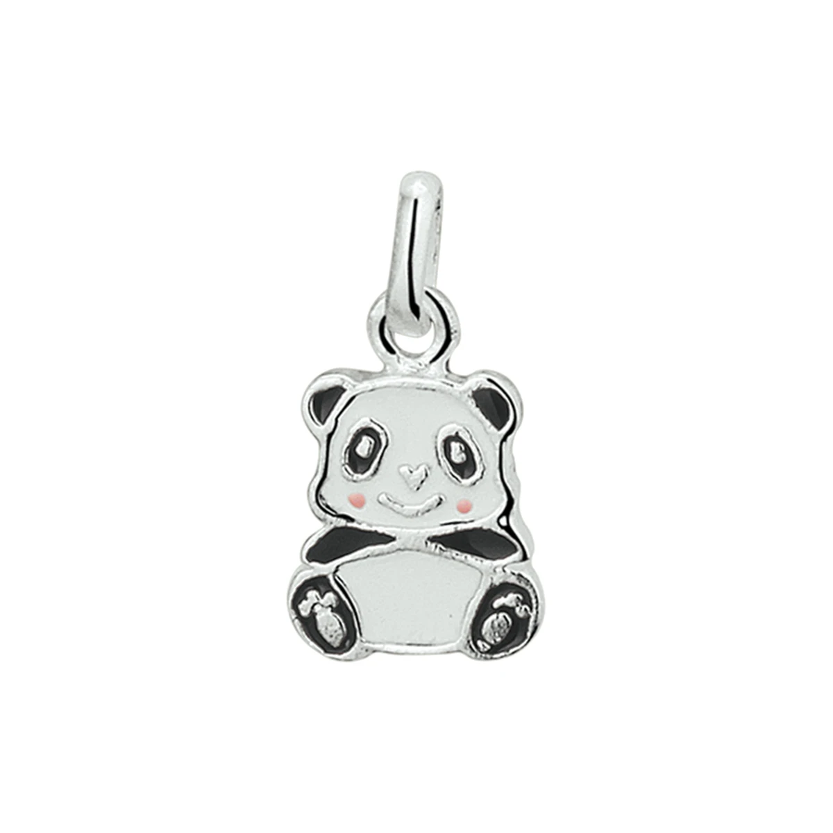 hanger panda emaille zilver wit