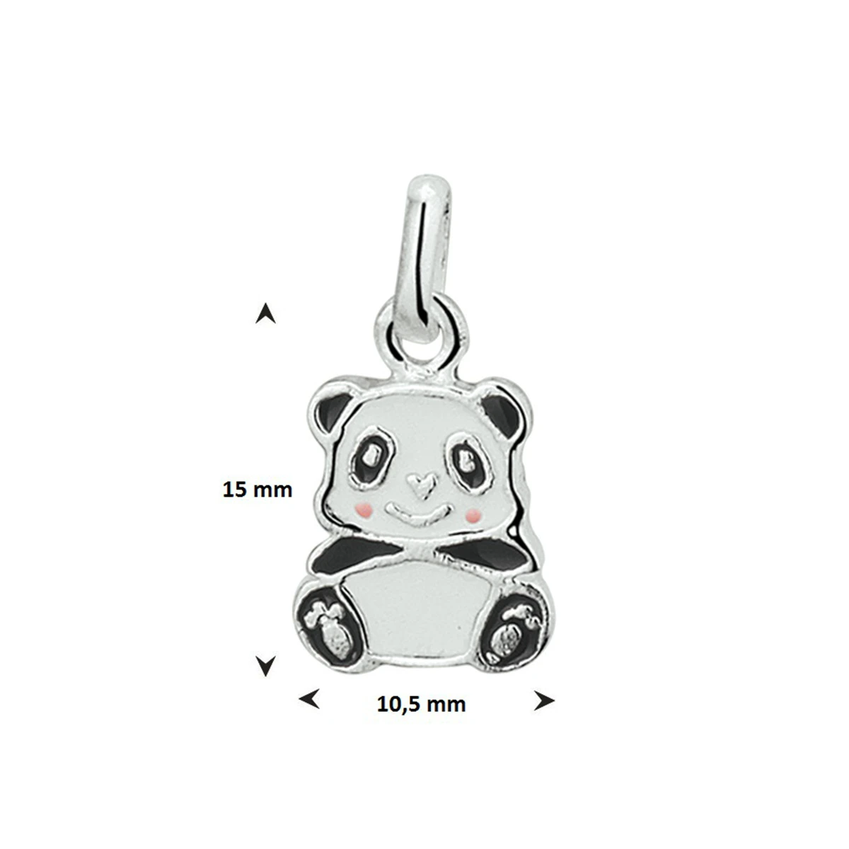 hanger panda emaille zilver wit