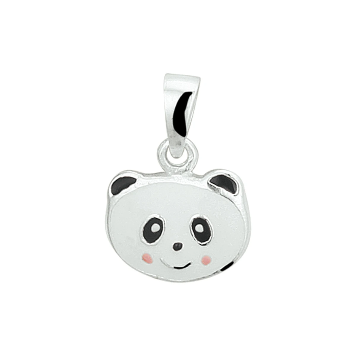 hanger panda emaille zilver wit