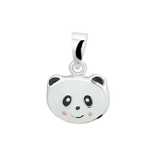 hanger panda emaille zilver wit